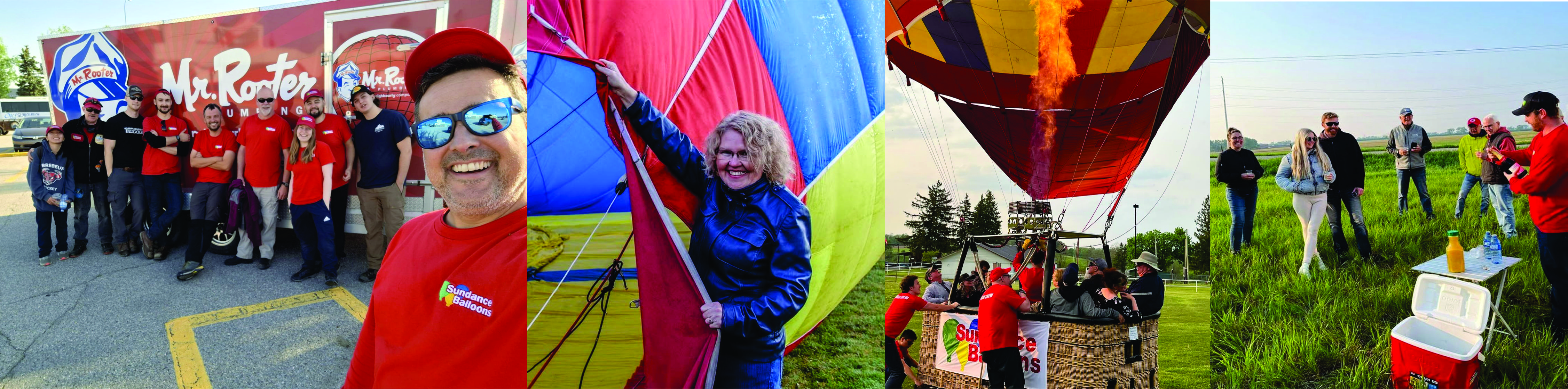 Hot air balloon rising at sunrise near Toronto, Ontario